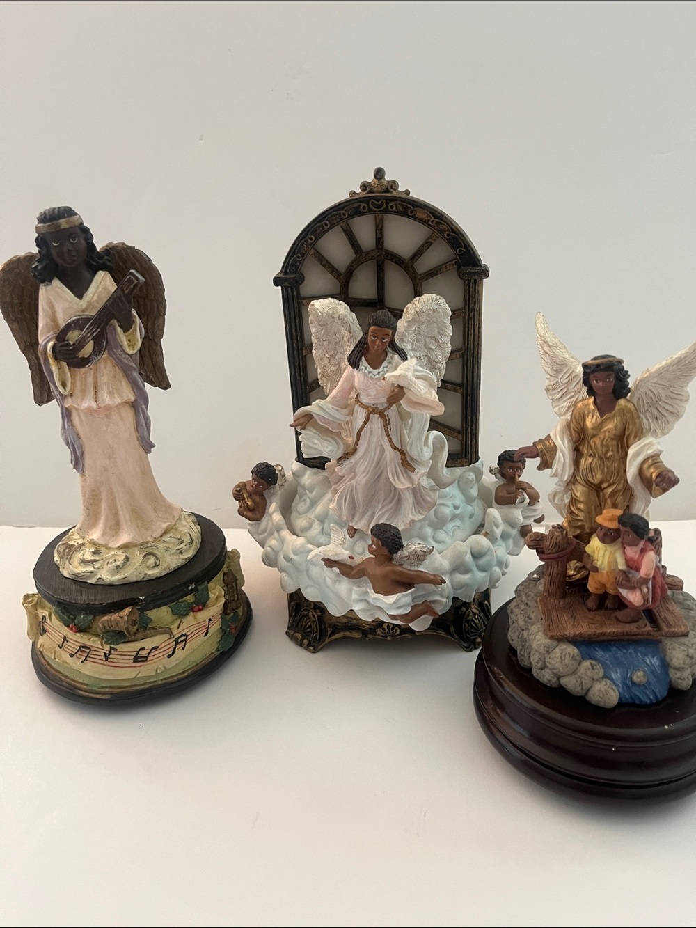 Holiday Angel Figurine Set - White and Gold Decorative Home Accents
